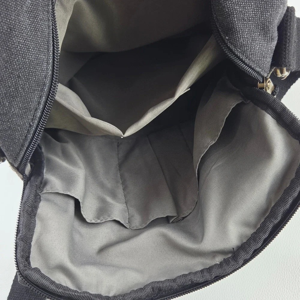 Scruffy Dog Trading Co Crossbody Small Messenger Bag Black Grey Canvas Rugged
